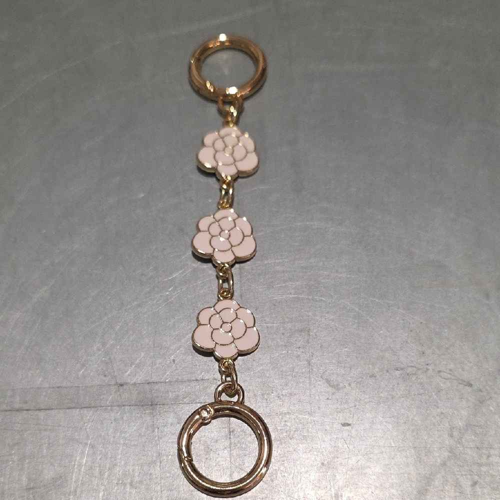 Elegant Gold and Cream Floral Keychain Bag Extender